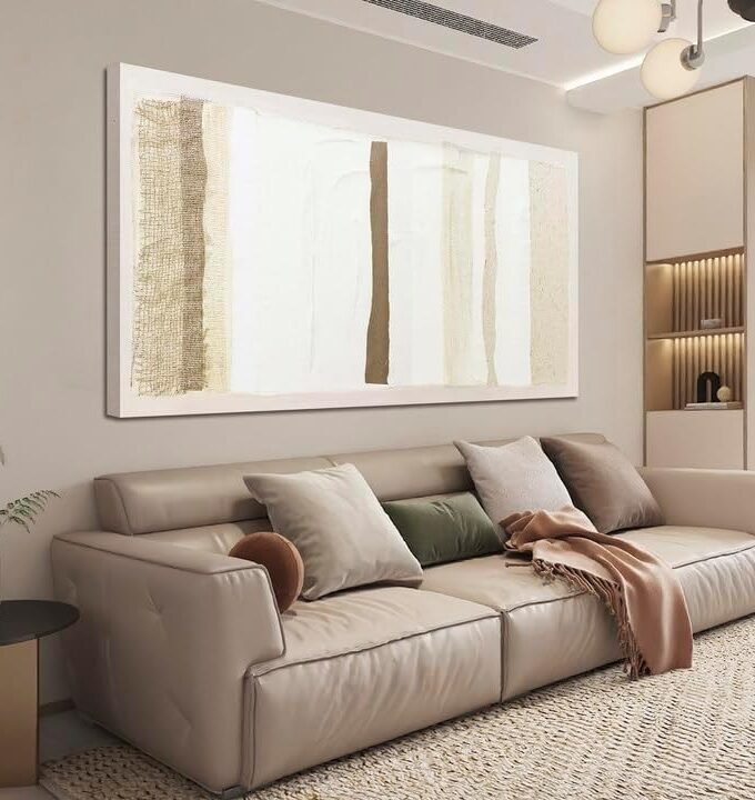 Abstract Modern Canvas Wall Art Brown and White Painting Decorations Artwork Prints Neutral for Living Room Bedroom Office 20"X40"