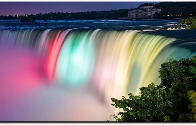 Modern Wall Art Picture Canvas Painting Rainbow Niagara Falls Abstract Decorative Painting Poster Living Room Mural (Unframed-No Framed,24x36inch)