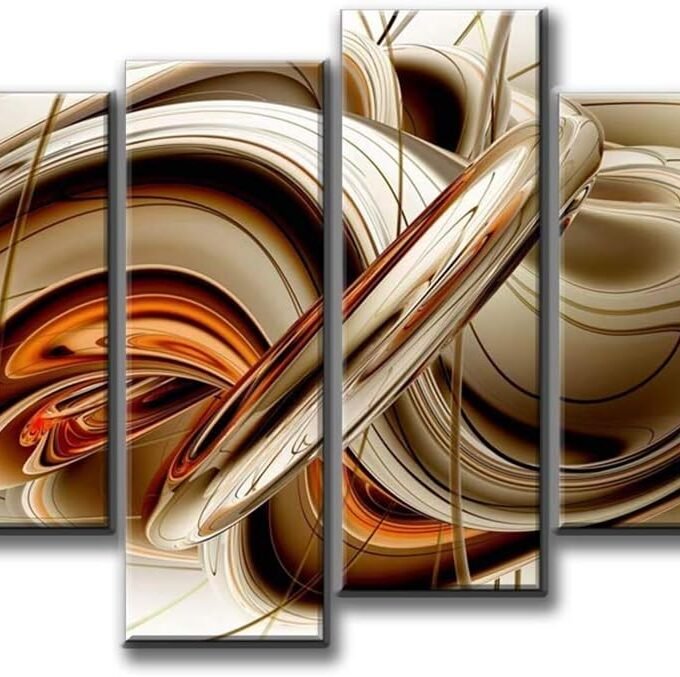Abstract Orange Brown White Lines Wall Art Painting The Picture Print On Canvas Abstract Pictures for Home Decor Decoration Gift