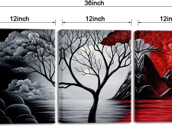 The Cloud Tree 3 Panels Modern Canvas Wall Art Prints Artwork Abstract Seascape Paintings Reproduction Sea Beach Pictures on Canvas for Home Decorations Wall Decor