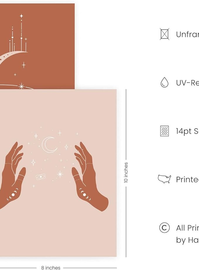 Astrology Posters and Celestial Decor - Set of 6 Sun and Moon Art Spiritual Boho Prints | Sun Wall at Posters Spiritual Wall Art Astrology Boho Art Print UNFRAMED 8"x10"