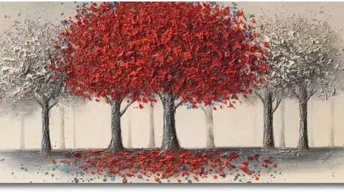 Art Hand Painting Oil Painting Abstract Decorative Storm Wall Art Painting for Wall Decorations Lucky tree Pictures for Living Room,Bedroom,Restaurant,Office,Hotel Wall Decorative Murals 24×48in