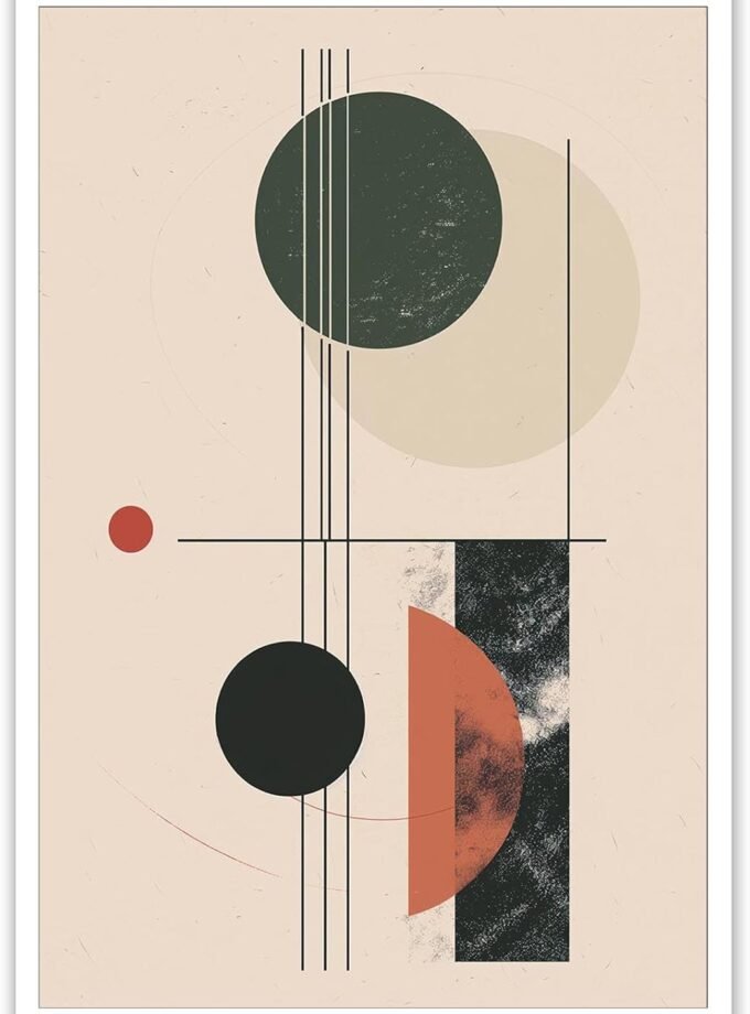 Trendy Geometric Patterns Illustrations Posters Colorful Boho Decorative Canvas Wall Art Abstract Mid-Century Modern Semicircular Prints Painting For Home Bedroom Dorm Wall Decor 12x16 in Unframed