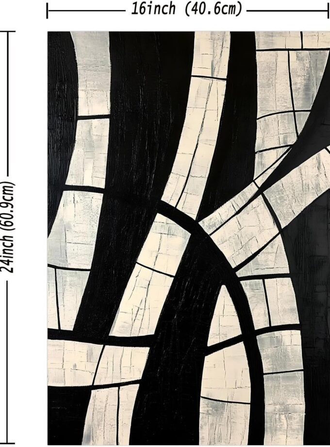 Black and Beige Abstract Wall Art Black Beige and Pictures Black Beige Abstract Painting Black and White Abstract Line Art Canvas Black and Beige Poster Abstract Minimalist Picture 16x24inch Unframed