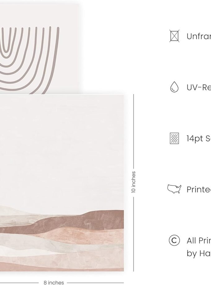 Frameable Beige Boho Art Wall Decor - Set of 6 Neutral Mid Century Modern Wall Art, Minimalist Wall Art, Neutral Wall Decor, Beige Boho Posters for Room Aesthetic (Unframed 8x10)