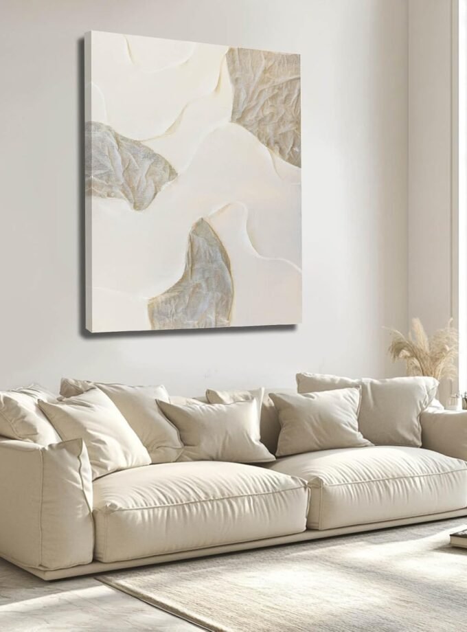White and Beige Wall Paintings Large Abstract Canvas Wall Art Textured Oil Paintings 32"x40" Pictures for Living Room Office