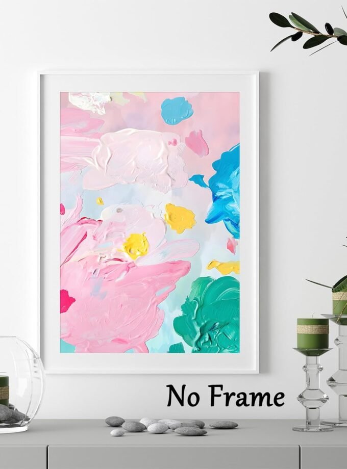 Colorful Abstract Canvas Wall Art Pink Blue Abstract Painting Shape Illustration Picture Color Block Art Poster Colorful Abstract Prints For Wall Decor Colorful Artwork For Wall 16x24inchx2 No Frame