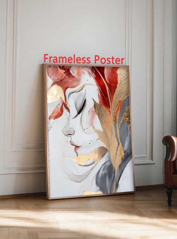 Modern Abstract Women Faces Canvas Wall Art Abstract Face Painting Grey Gold Abstract Painting Abstract Women Portrait Wall Art Abstract Neutral Prints Abstract Face Art Wall Decor 16x24in No Frame