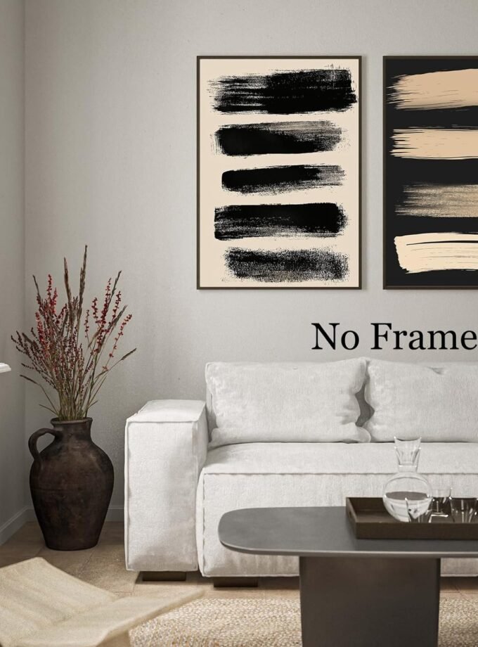 Abstract Beige And Black Wall Art Geometric Line Art Black Beige Picture Black Beige Line Art Abstract Gold And Black Wall Art Gold Black Poster Modern Black Gold And Beige Prints 16x24inchx2 No Frame