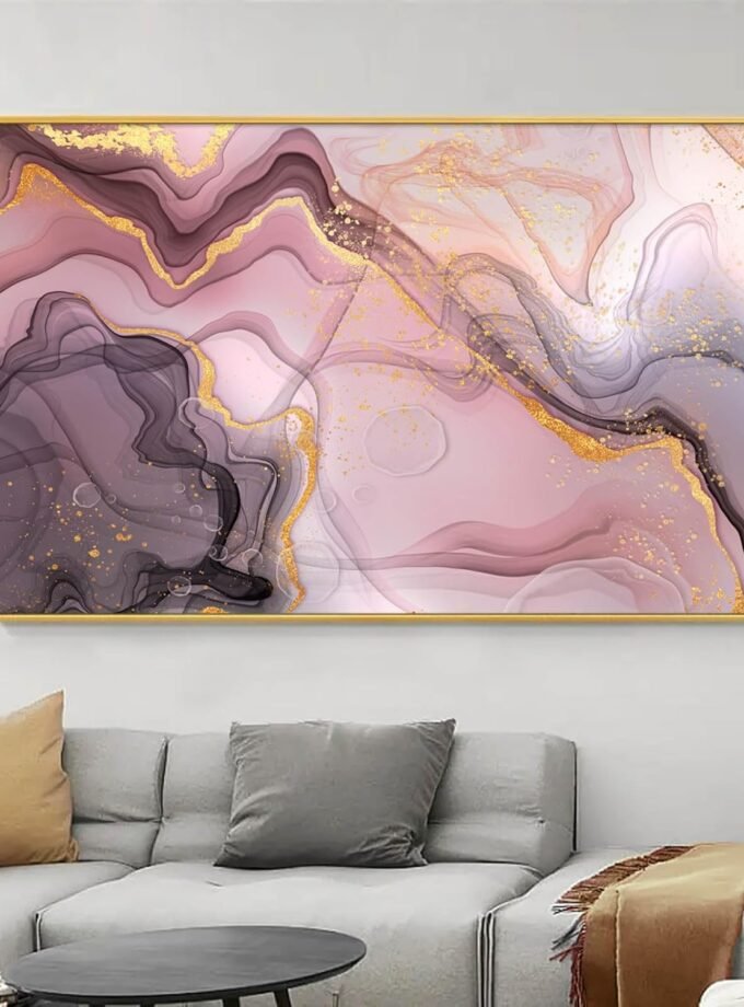 Black and Pink Abstract Wall Art Pink Abstract Poster Pink and Gold Painting Pink Gray Wall Art Pink Marble Poster Pink and Gold Abstract Painting Modern Abstract Artwork for Bedroom 16x24inch Frameless