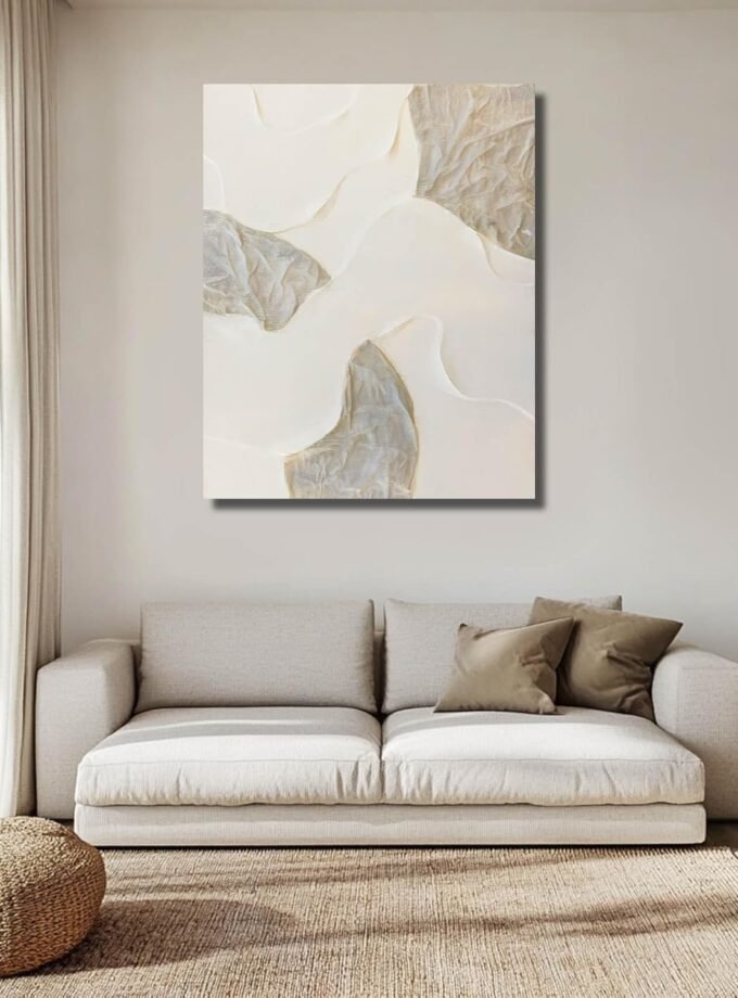 White and Beige Wall Paintings Large Abstract Canvas Wall Art Textured Oil Paintings 32"x40" Pictures for Living Room Office