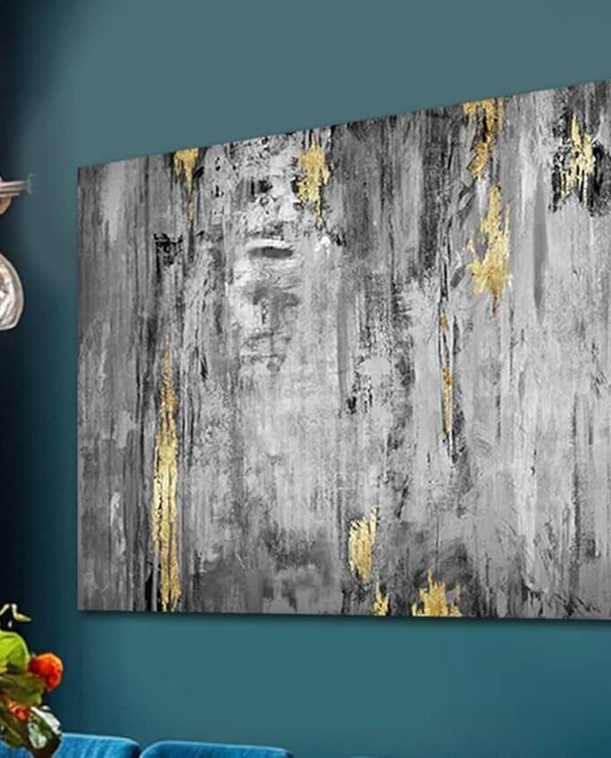 Large Abstract Canvas Wall Art Black and Grey Artwork 29"x58" Large Painting Canvas Wall Art for Living Room Wall Office Decor