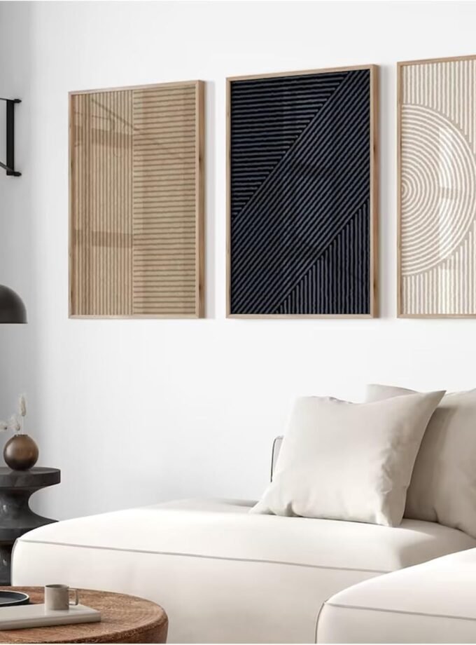 Modern Abstract Pictures Wall Art Boho Neutral Canvas Wall Art Minimalist Wall Decor Black Brown Artwork Abstract Modern Painting Prints for Living Room Bedroom 16x24 Inch Unframed Set of 3 (NO Frame)