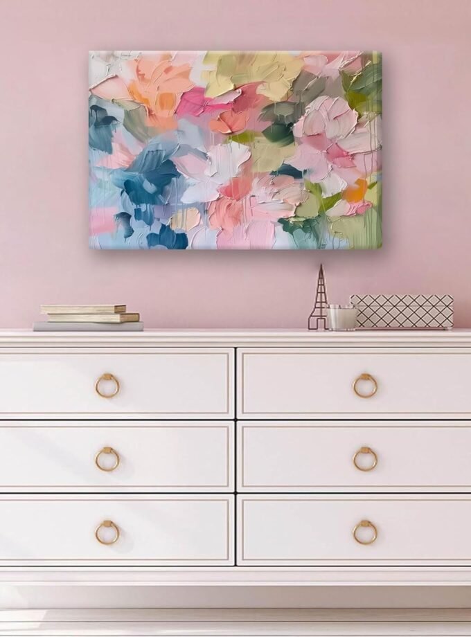 Pink Abstract Canva Wall Art Modern Colorful Oil Painting Style Wall Decor Pisture Danish Powder Palette Poster Print Painting for Living Room Bedroom Leisure Area Painting Artwork Home Decoration