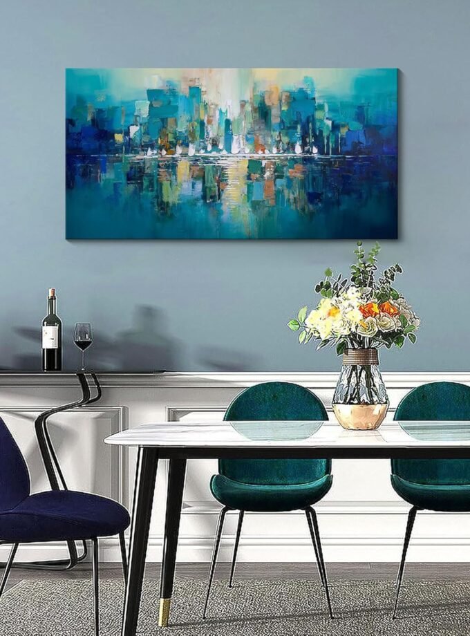 large art colorful Painting Wall Art Simple Picture for Living Room Modern Home Bedroom Decoration Green Framed Artwork Decor 20X40