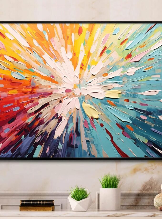 Colorful Abstract Painting Abstract Textured Canvas Wall Art Orange White and Blue Abstract Pictures for Bedroom Graffiti Print Abstract Color Block Wall Art for Living Room Decor 16x24inch Frameless