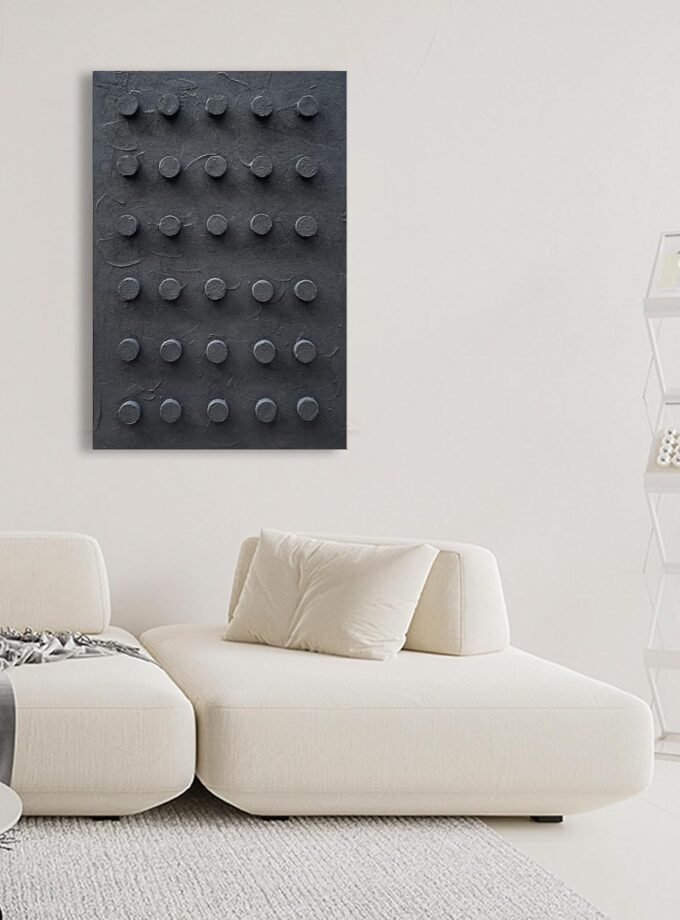 Hand-painted Black thick texture Abstract art Oil painting 36x24 inch Modern Minimalist art home wall decoration painting