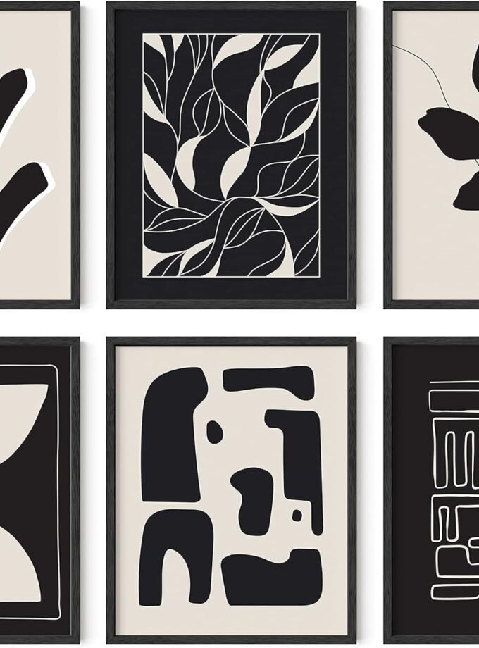 Abstract Art Wall Decor - Set of 6 Modern Art Gallery Display, Abstract Minimalist Wall Art, Mid Century Modern Artwork, Modern Art Wall Decor Neutral Art (Unframed 8x10)