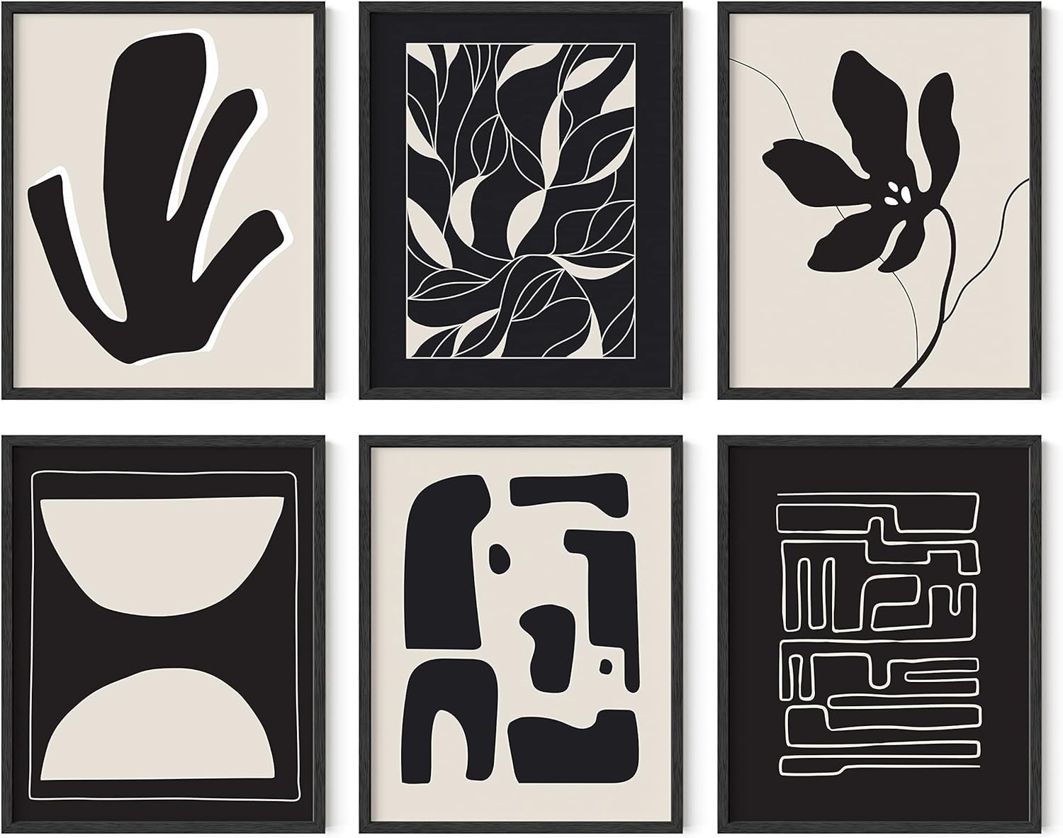 Abstract Art Wall Decor - Set of 6 Modern Art Gallery Display, Abstract Minimalist Wall Art, Mid Century Modern Artwork, Modern Art Wall Decor Neutral Art (Unframed 8x10)