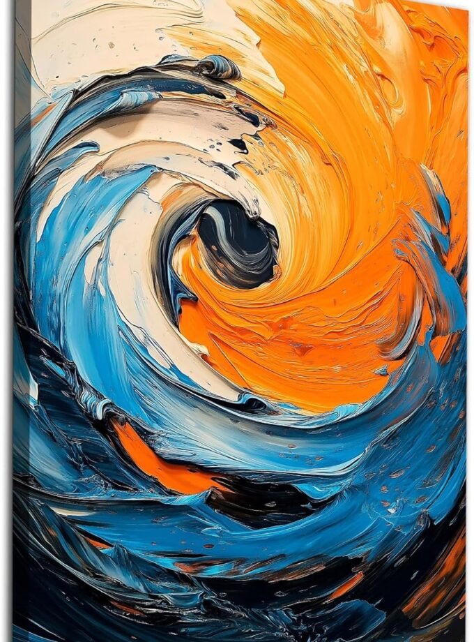Orange And Blue Abstract Wall Art Abstract Modern Painting Modern Blue Poster Orange Blue Canvas Art Orange And Navy Blue Picture Minimalist Blue Wall Art Mid Century Abstract Prints 16x24inch No Frame