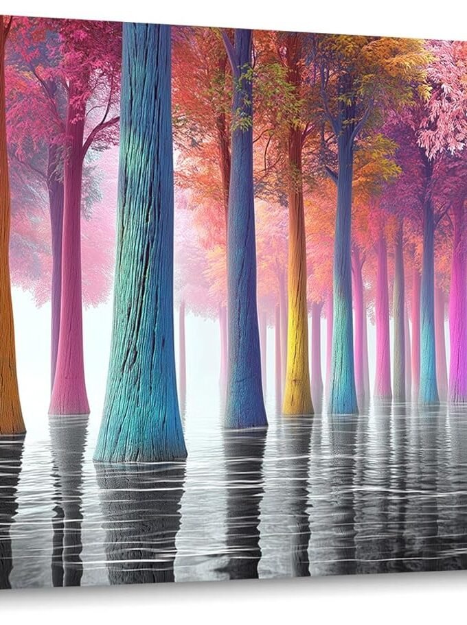 Canvas Wall Art Decor - Dreamlike Landscape Wall Art for Bedroom Living Room Bathroom, Modern Artwork Decor for Home Decoration, Colorful Trees, 20x40 IN
