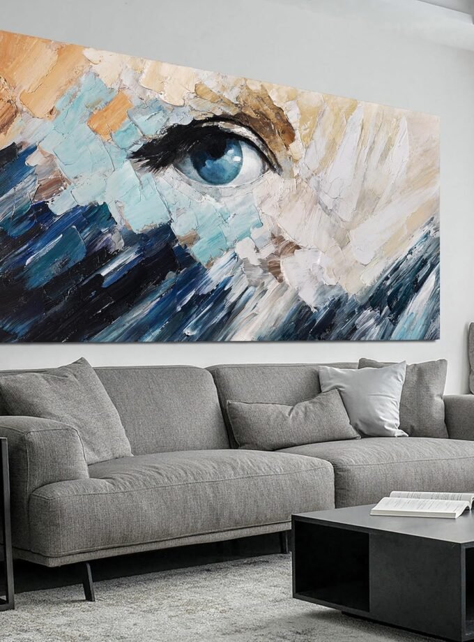 Canvas Wall Art Decor Abstract Art White Blue Wall Art Decor Pictures for Living Room Art Work Decoration Modern Abstract Wall Art Paintings Prints For Home Bedroom Office Room Wall Decor 20 × 40 Inch