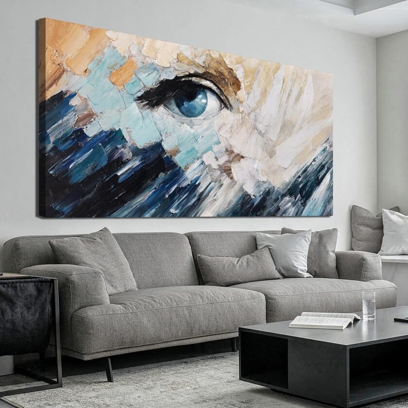 Canvas Wall Art Decor Abstract Art White Blue Wall Art Decor Pictures for Living Room Art Work Decoration Modern Abstract Wall Art Paintings Prints For Home Bedroom Office Room Wall Decor 20 × 40 Inch