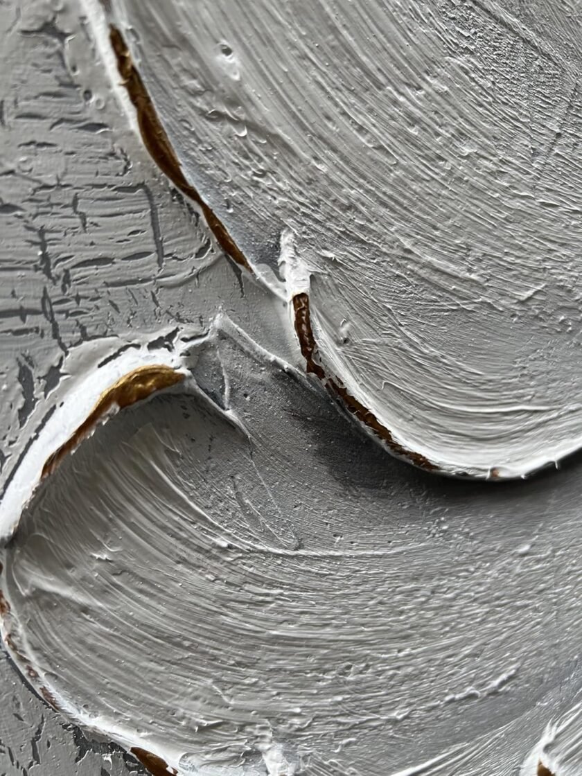 Art Hand-Painted White Texture Art Oil Painting White Flower Painting 30x30 inch Abstract Home Wall Decorative Art - Image 2
