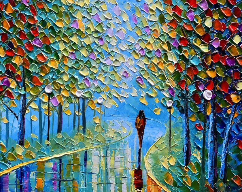 Landscape Oil Painting On Canvas Textured Tree Abstract Contemporary Art Wall Paintings Handmade painting Home Office Decorations Canvas Wall Art painting 24x36inch - Image 2