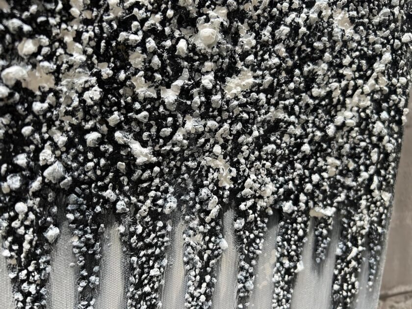 28x40 inch Hand painted Abstract art Oil painting in Black and Silver Texture Modern wall home decoration painting - Image 2